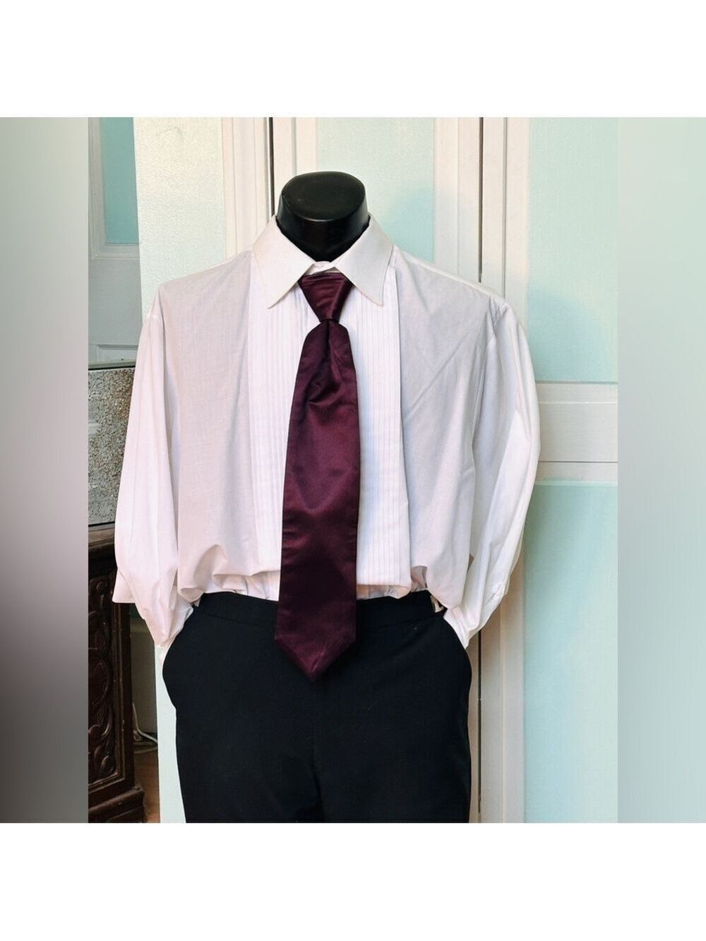Berry Purple Plum Tie Wedding Prom Tuxedo Pre Tied clip